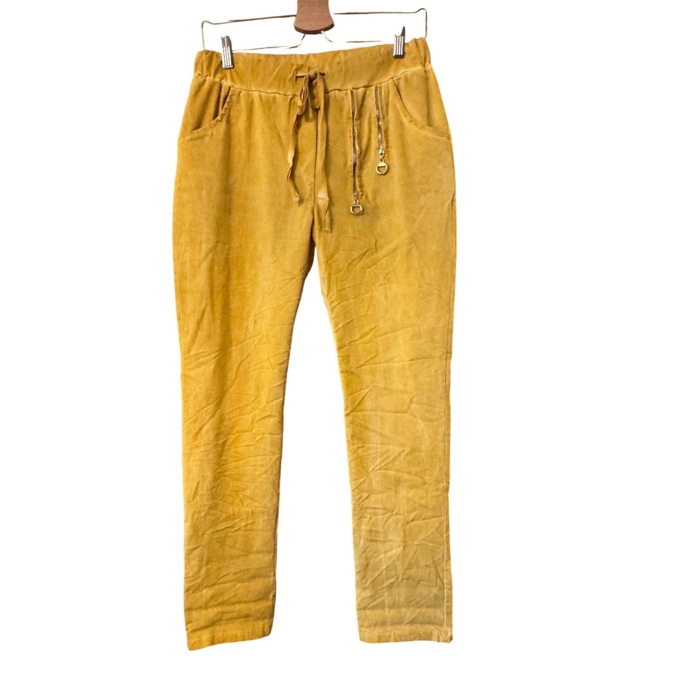 Gabriella Made in Italy‎ OS Lagenlook Mustard Gold Moto Zipper See Measurements